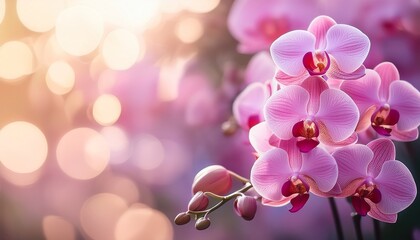 pink orchid bouquet on blur bacground