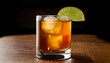 © santosh - Ti' Punch – A simple Caribbean drink featuring rhum agricole, a squeeze of lime, and cane syrup, served in a short glass with a large ice cube