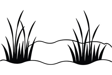 wetland line art vector silhouette illustration