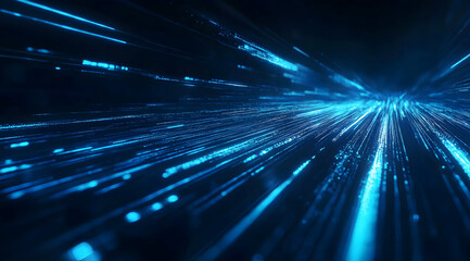Poster - Abstract blue glowing light speed background with blurred motion lines and a futuristic technology concept