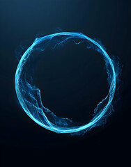 Poster - Abstract blue water wave circle frame on a dark background, vector presentation design
