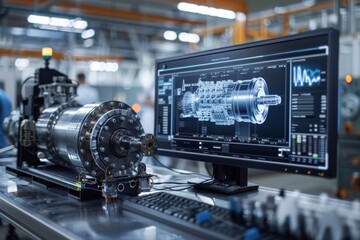 Poster - Detailed digital twin visualization synchronizing with a real-world machine in an industrial setting