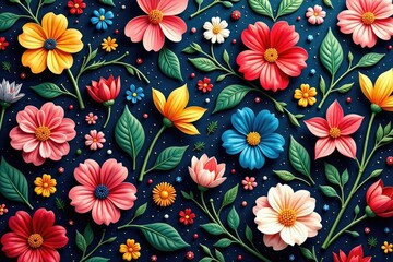 Wall Mural - intricate, flowing floral design, continuous pattern , pattern, light, vibrant