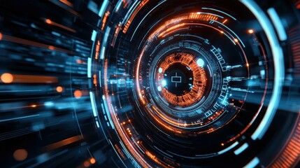 Fototapete - Dynamic digital data flow visualization virtual space graphic design futuristic environment abstract viewpoint