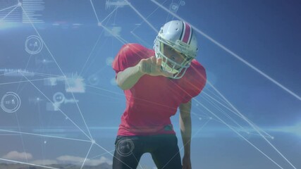 Poster - Pointing, football player with animation overlay of digital network connections