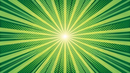 Poster - Green Sunburst Background with Radiating Lines and Light Effect