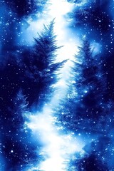 Fototapete - Abstract frozen floral pattern with dark blue hues and ethereal light, creating a sense of tranquility and mystery.