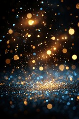 Poster - A mesmerizing background featuring shimmering golden and blue bokeh lights, creating a sense of depth and vibrancy.