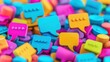 © NingPhattraphorn - Colorful speech bubble shapes scattered together, representing communication and conversation in a vibrant, playful way, AI workplace