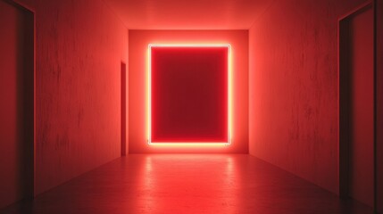 Poster - Neon sign production Concept, Capturing Slow Motion of Neon Sign Illuminating a Dark Corridor in Artistic View
