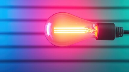 Poster - Neon sign production Concept, Slow Motion Capture of Flickering Neon Light in Vibrant Colors Against a Colorful Background
