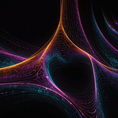 Aufkleber - colorful abstract digital artwork depicting interconnected shapes and flowing patterns in a dark spa