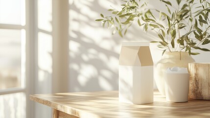 Poster - bright morning light fills a cozy kitchen with elegant decor and simple yet stylish containers on a 