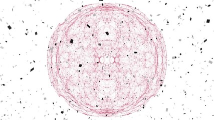 Poster - Animation of abstract geometric network with interconnected lines and black shapes