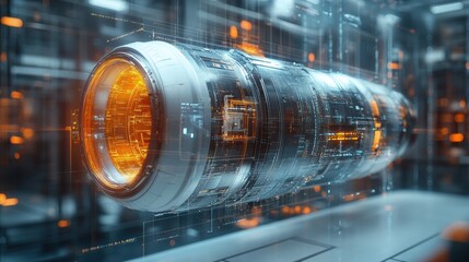 Aufkleber - Futuristic digital technology with glowing elements, representing advanced innovation and high-tech solutions in modern applications.