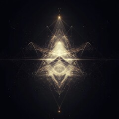 Aufkleber - Celestial Geometry: A Luminous Abstract Composition of Triangles and Stardust on Black Canvas