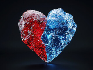 Leinwandbilder - Abstract Glowing Red and Blue Heart 3D Render