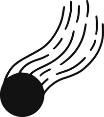 Wall Mural - minimalist vector illustration featuring a sleek black comet soaring through the dark expanse of spa