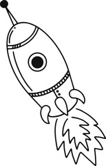 Wall Mural - black and white drawing depicting a rocket soaring through the sky. leaving behind a vibrant trail o