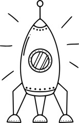 Wall Mural - childlike illustration depicting a spaceship poised on a launchpad, with vibrant light streaks radia