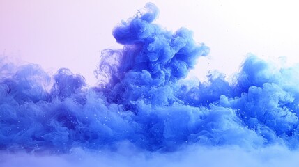Wall Mural - a blue cloud of blue ink in water on a white background