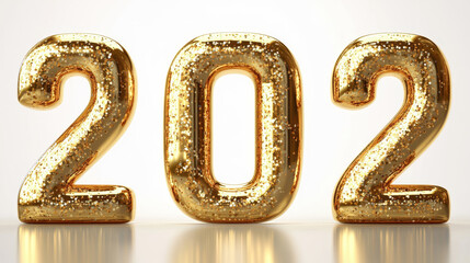 Poster - Sparkling Golden Number 202 Isolated on White Background for Celebration Themes