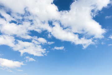 Wall Mural - beautiful clear blue sky with soft white clouds spread out
