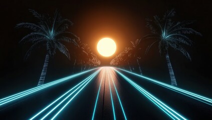 Wall Mural - light trails on the road
