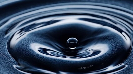 Poster - Water droplet creating rippling concentric circles expanding outwards, revealing intricate surface dynamics and fluid motion through mesmerizing visual sequence captured in slow motion