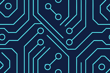 Poster - Abstract Circuit Board Pattern Technology, Digital, Network, Lines, Nodes, Connections, Seamless design 