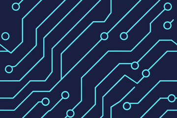 Poster - Abstract Circuit Board Pattern Technology, Digital, Lines, Nodes, Blue, Tech, Background, Design,  pattern 