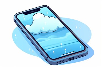 Aufkleber - Minimalist vector illustration of a modern phone on a textured dotted background with noise