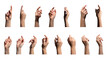 © valiantsin - Arm gesture collection. Female hand showing different finger movements, index pointing, touching, clicking, picking, choosing, pose for advertising and communication. Isolated on white background..