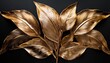 © Oliver - elegant golden leaves with a metallic texture on a deep black background creating a luxurious and sophisticated botanical composition ai generative