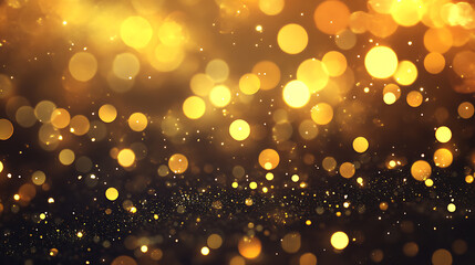 Aufkleber - Gold abstract blurred boheh lights background, festive glitter sparkle background