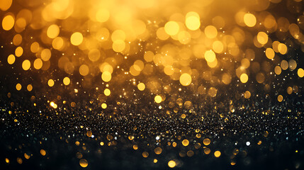 Poster - Gold abstract blurred boheh lights background, festive glitter sparkle background
