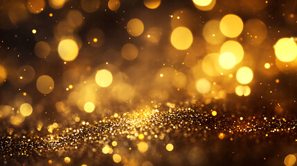 Poster - Gold glowing luxurious blurred texture background with bokeh and shimmering sparkles