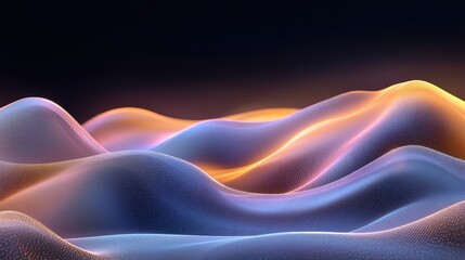 Poster - Abstract Waves of Colorful Light and Texture Undulating Smoothly Across a Dark Background, Ideal for Artistic Backgrounds or Visual Projects