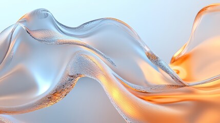 Poster - Abstract Fluid Waves with Soft Textures and Dynamic Movement in Warm and Cool Tones, Capturing the Essence of Flowing Motion and Light Effects