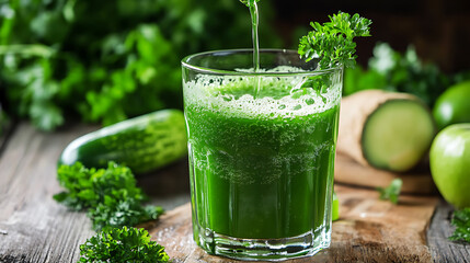 Poster - Green juice poured into a glass