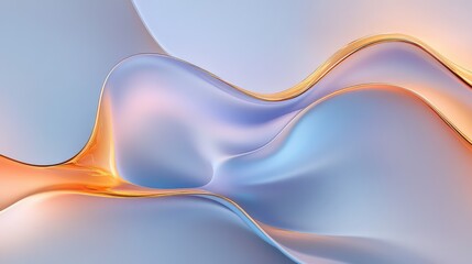 Aufkleber - Soft flowing abstract background with gentle curves and gradients in pastel hues blending shades of blue, orange, and cream, evoking a serene and calming aesthetic for creative projects.