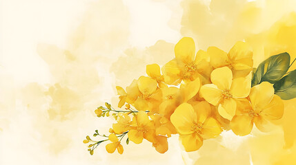 Aufkleber - Happy vishu card illustration in watercolor style with yellow konna flowers