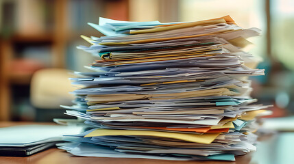 Poster - Huge stack of paperwork on desk
