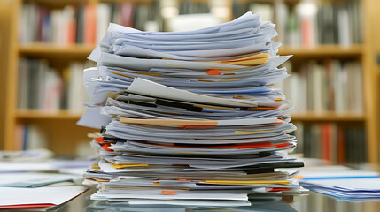 Poster - Huge stack of paperwork on desk