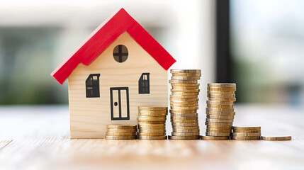 Poster - Increasing mortgage rates and rising home interest rate or rise in mortgages and home prices surging as housing borrowing costs increase due to inflation and financial crisis