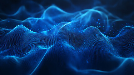 Fototapete - Abstract background of glowing blue mesh or interwoven lines on a dark background