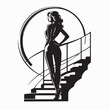 © Istianah - Elegant Woman Posing on the Staircase of Her House in a Charming Scene Vector
