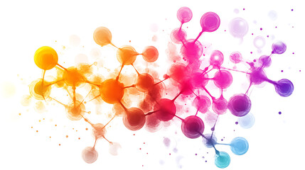 Poster - Colorful abstract geometric, molecular structures, white background