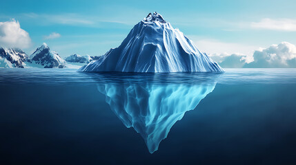 Aufkleber - Concept of an iceberg with only the tip visible above the water, symbolizing the hidden and unseen aspects that lie beneath the surface