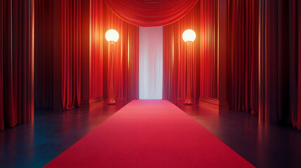 Fototapete - Red carpet for screening or movie